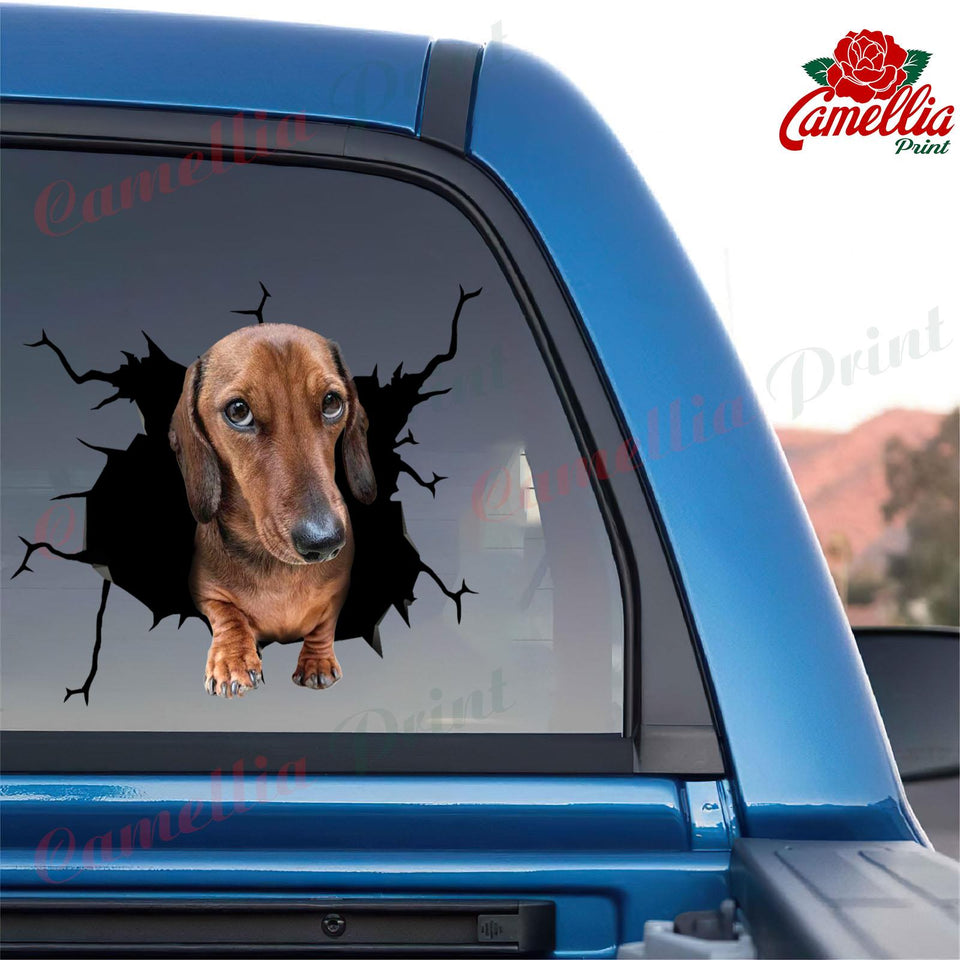 Dachshund Crack Sticker Ideas Funny Custom Decals For Trucks Dog Lover Gifts