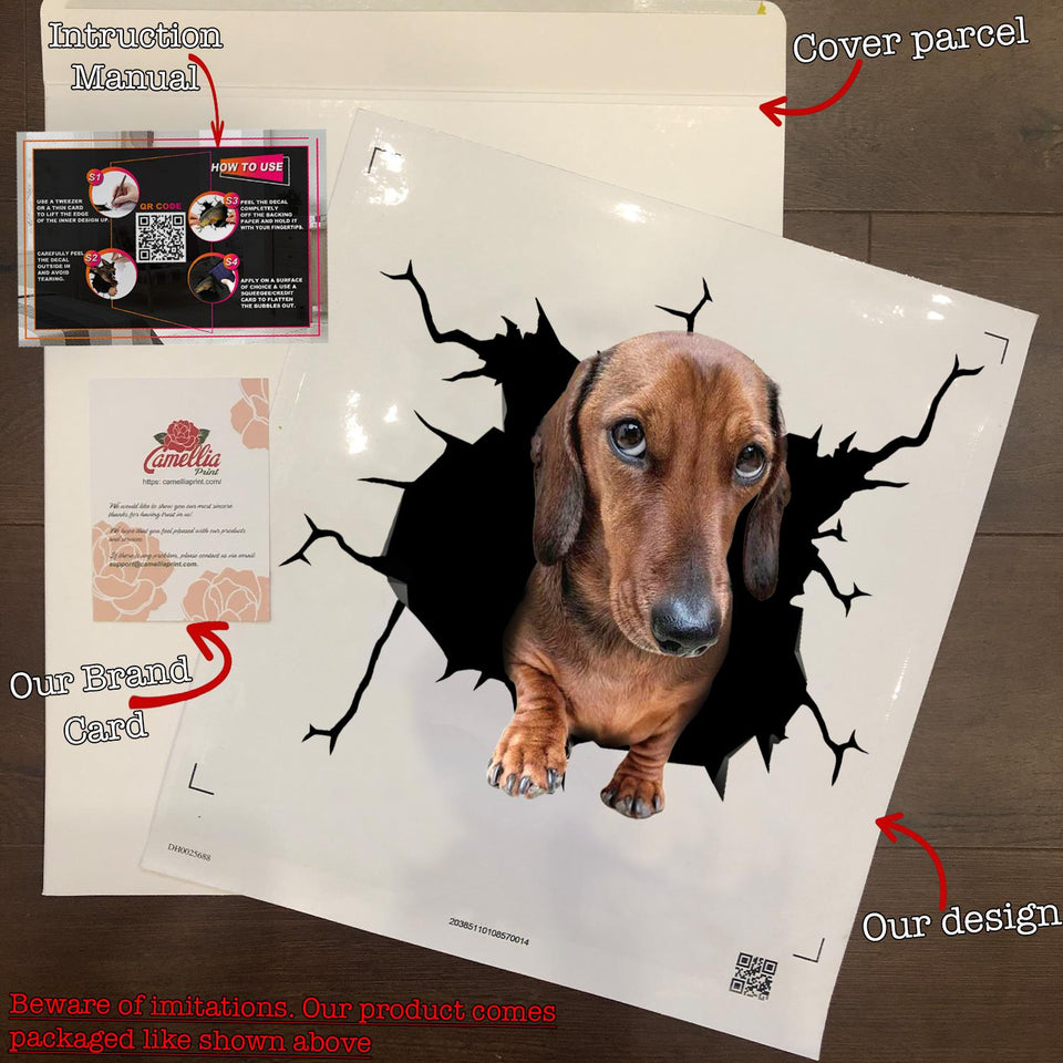 Dachshund Crack Sticker Ideas Funny Custom Decals For Trucks Dog Lover Gifts