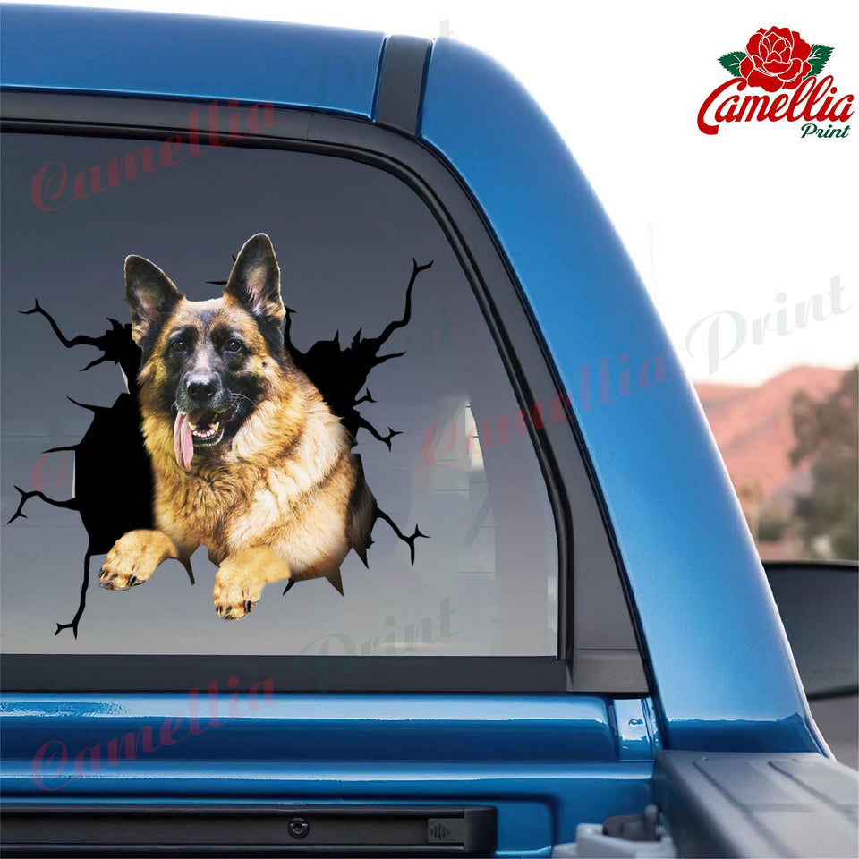 German Shepherd Crack Sticker For Back Window Wiper Fun Car Sticker Boyfriend Valentines Day Gifts