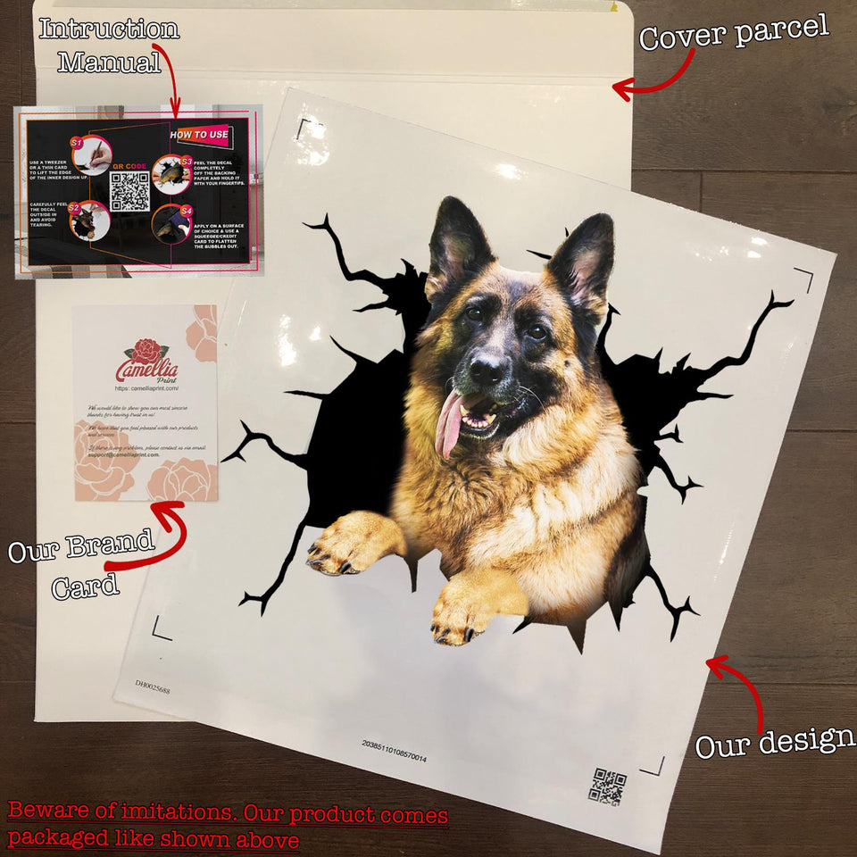 German Shepherd Crack Sticker For Back Window Wiper Fun Car Sticker Boyfriend Valentines Day Gifts
