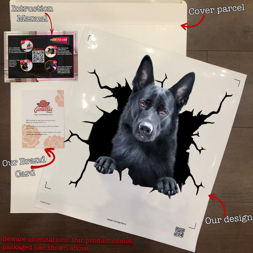 Black German Shepherd Decal Crack Stickers For Scrapbooking Hot Custom Wall Stickers Birthday Delivery