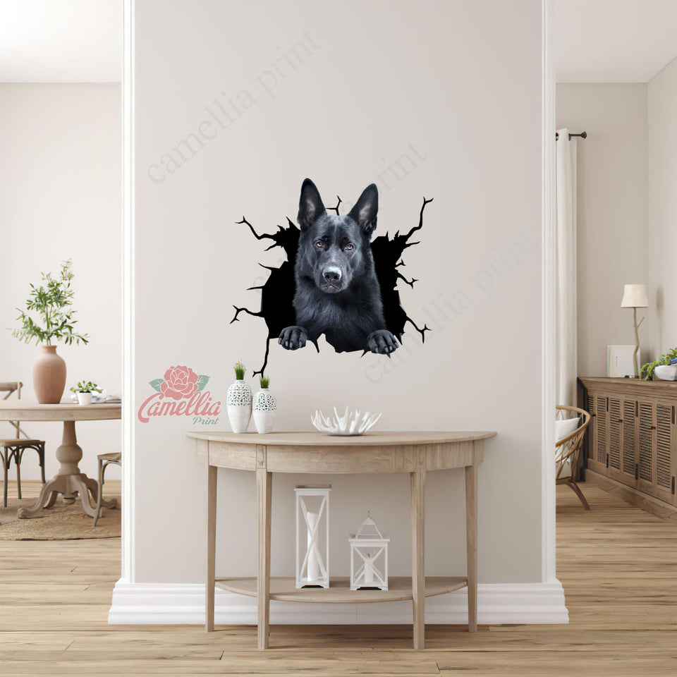 Black German Shepherd Decal Crack Stickers For Scrapbooking Hot Custom Wall Stickers Birthday Delivery