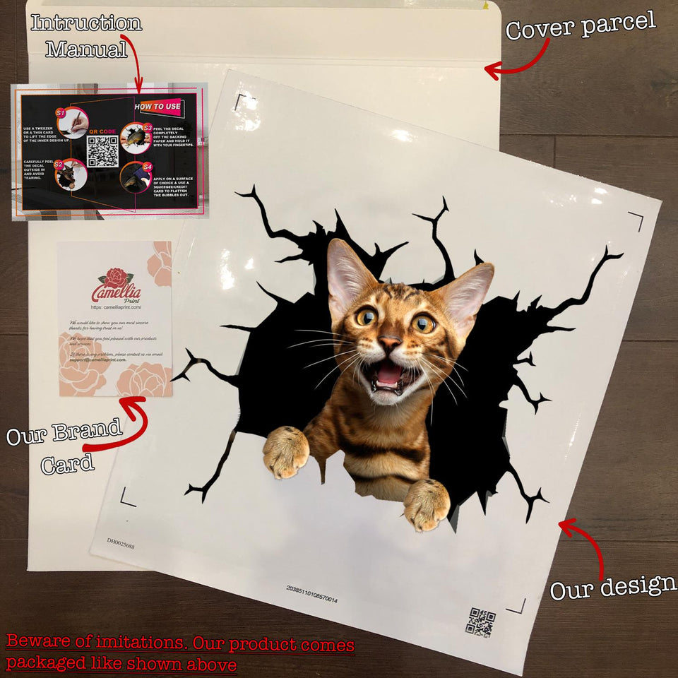 Bengal Cat Crack Bumper Sticker Funny Gifs Art Stickers Presents For Dads