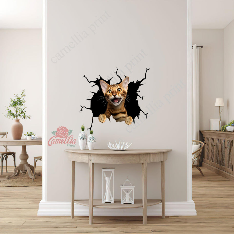 Bengal Cat Crack Bumper Sticker Funny Gifs Art Stickers Presents For Dads