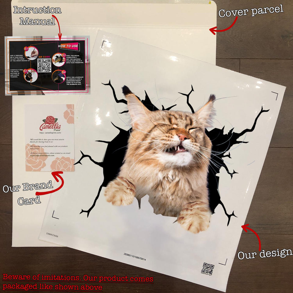 Maine Coon Cat Crack Decals For Cars Funny Custom Sticker Maker Gifts For Mom