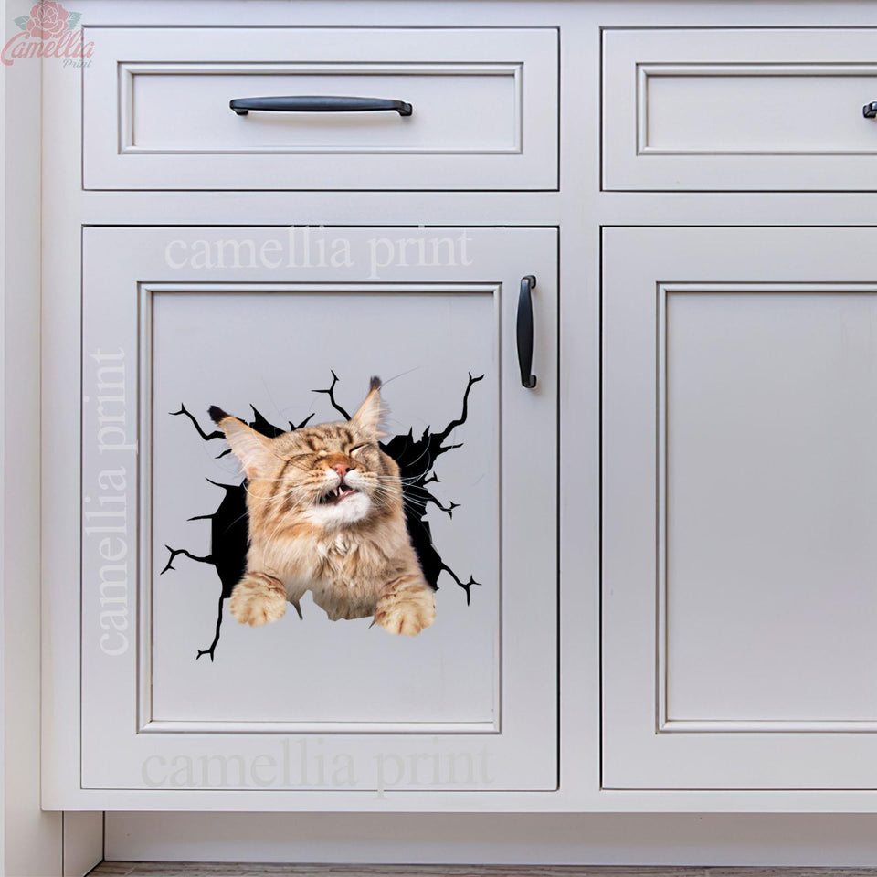 Maine Coon Cat Crack Decals For Cars Funny Custom Sticker Maker Gifts For Mom