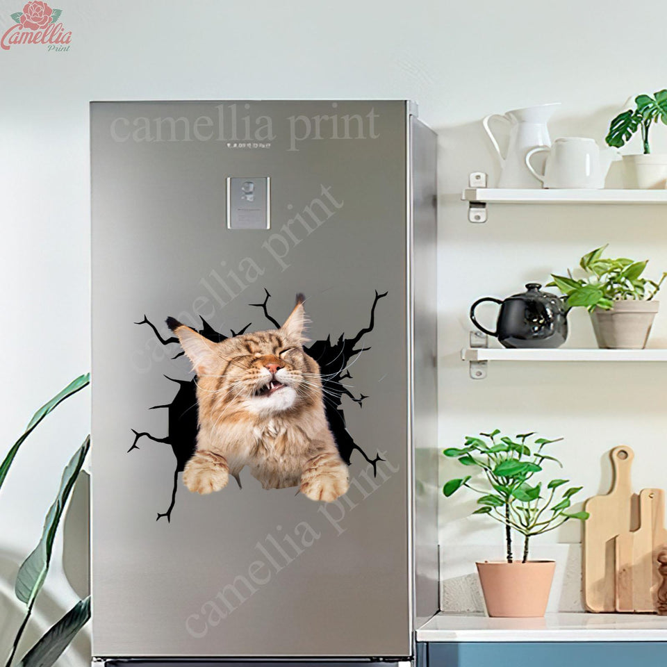Maine Coon Cat Crack Decals For Cars Funny Custom Sticker Maker Gifts For Mom