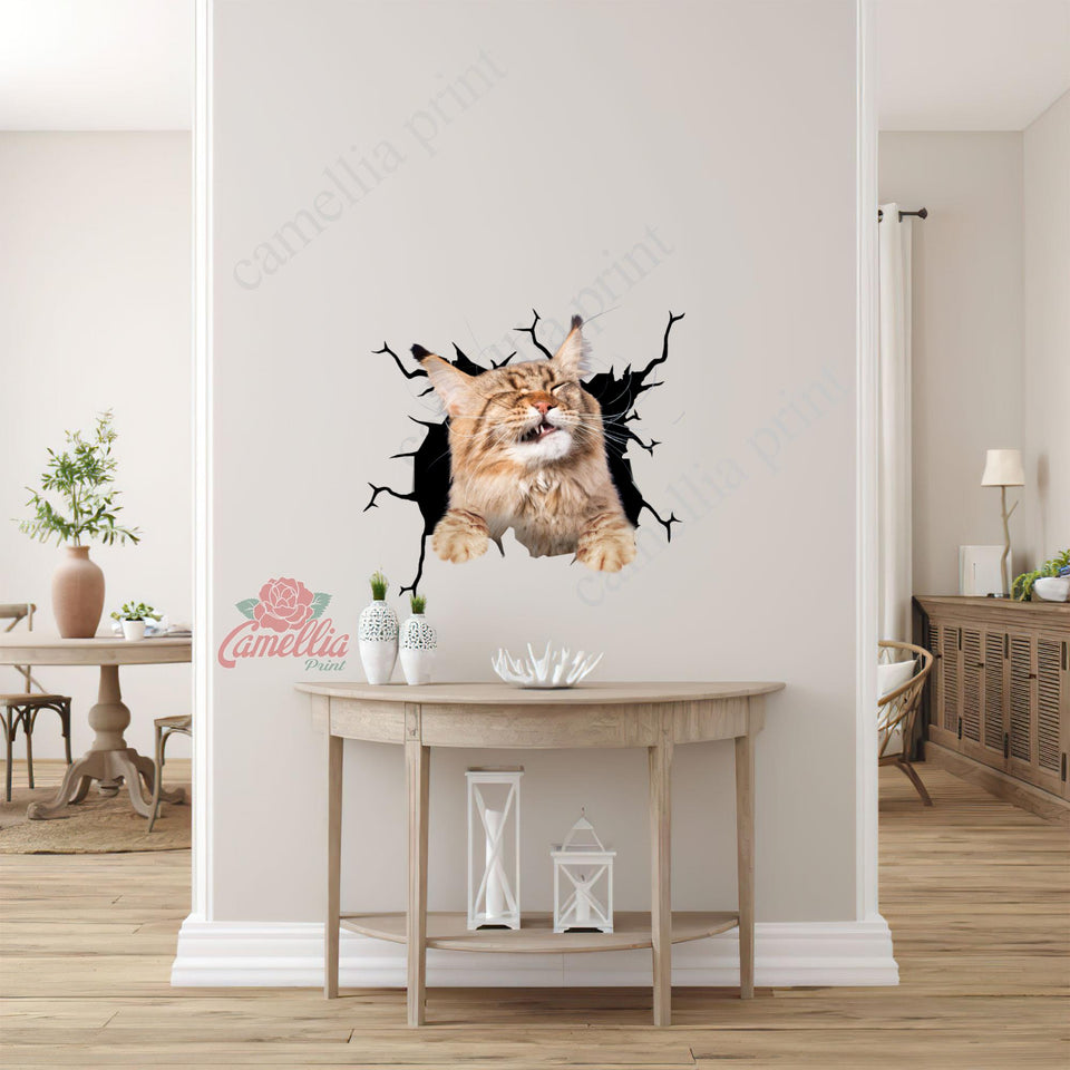 Maine Coon Cat Crack Decals For Cars Funny Custom Sticker Maker Gifts For Mom