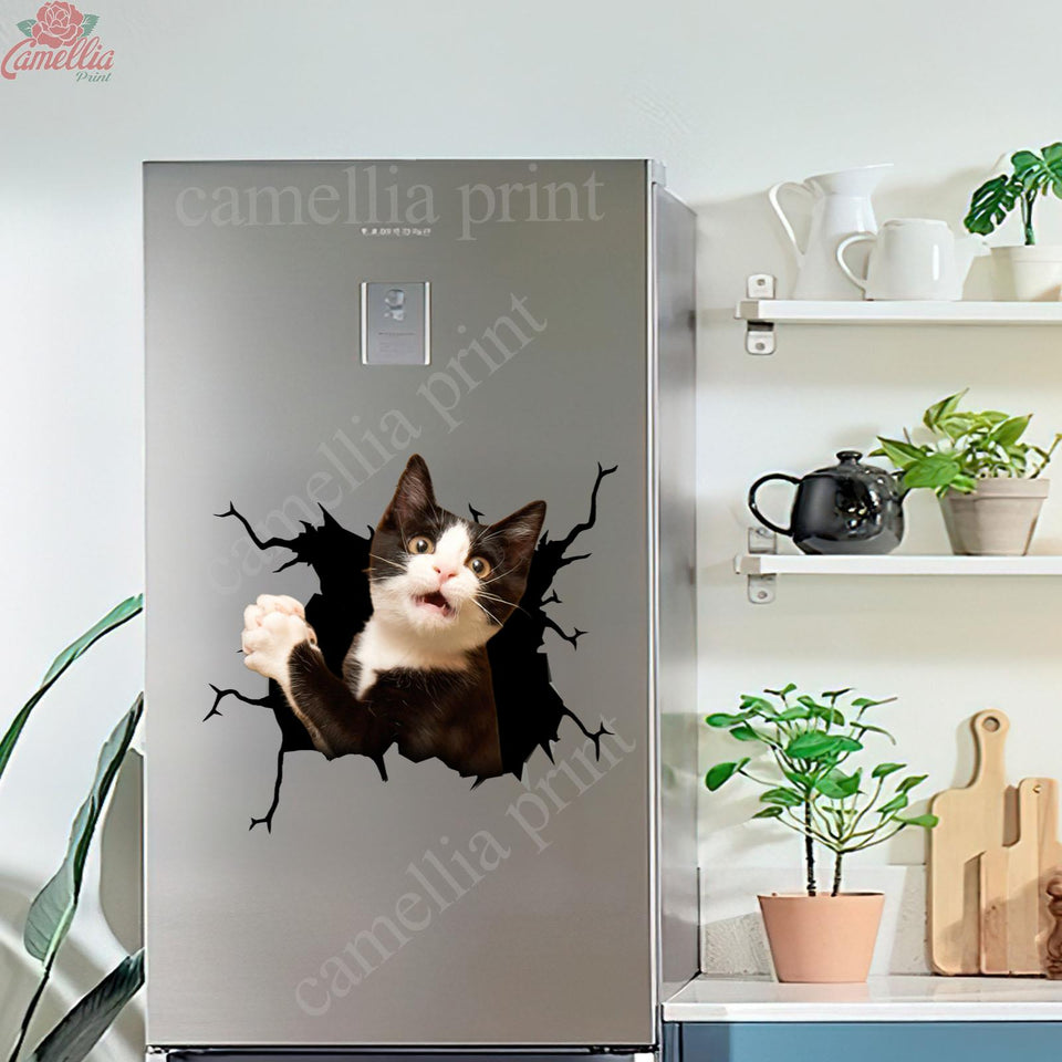 Tuxedo Cat Crack Decal For Boat Funny Birthday Memes Sticker Sheets Kittens Lover Gifts - Cat Lovers Sticker view #6