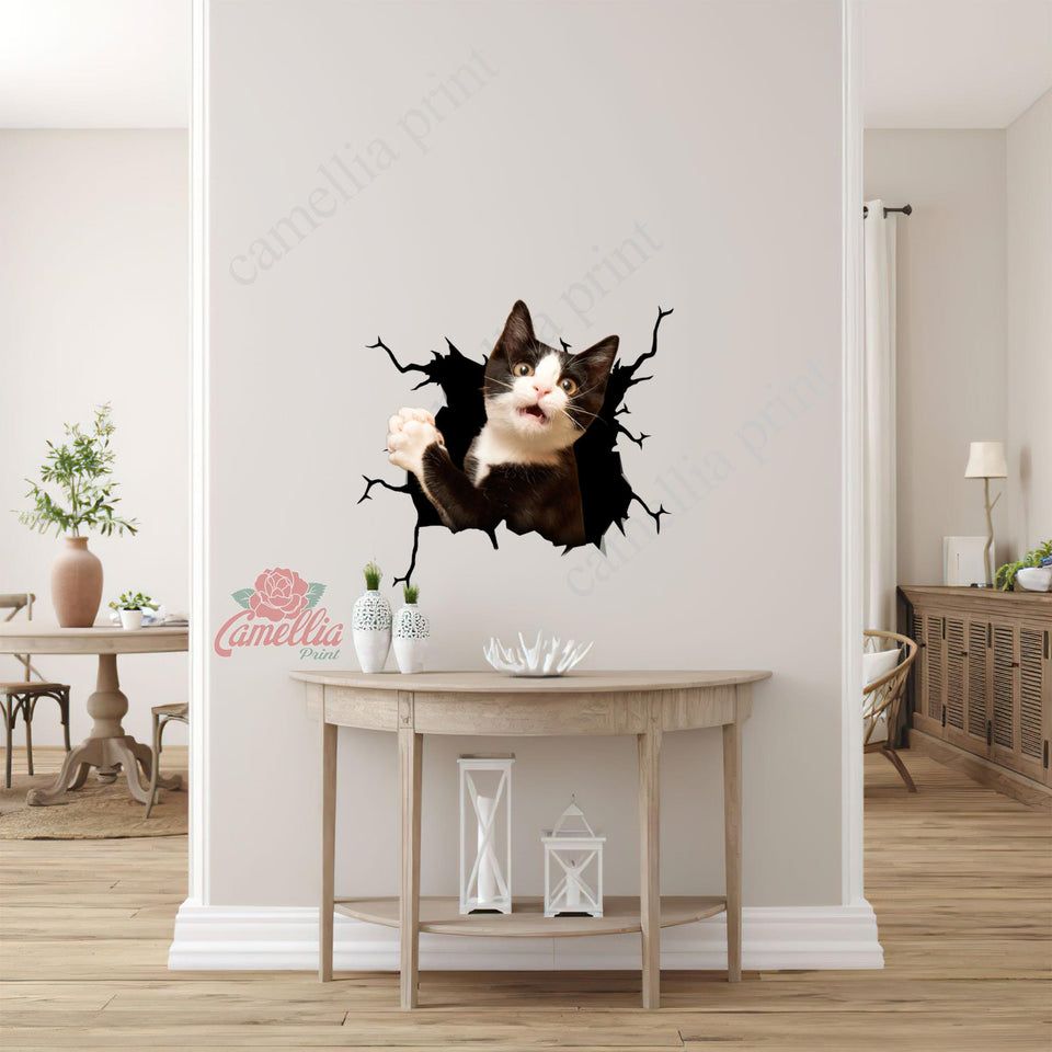 Tuxedo Cat Crack Decal For Boat Funny Birthday Memes Sticker Sheets Kittens Lover Gifts - Cat Lovers Sticker view #8