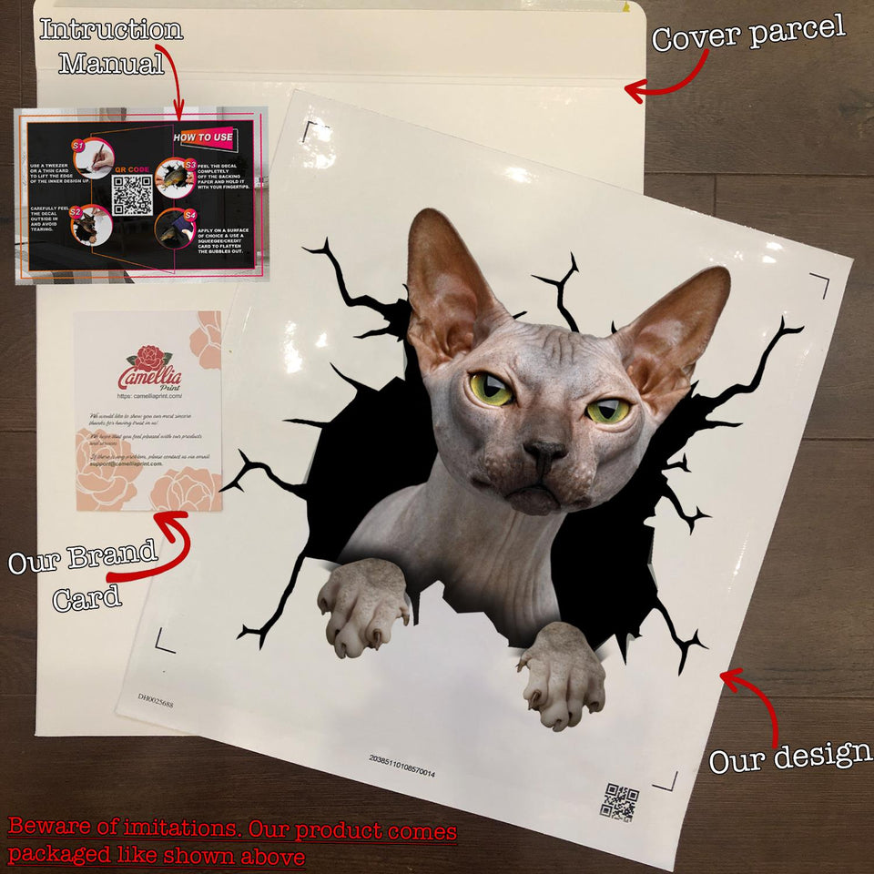 Sphynx Cat Crack Decal For Boat Cuteness Overloaded Kiss Cut Stickers Gifts For Grandpa - premium outdoor waterproof vinyl decal close-up