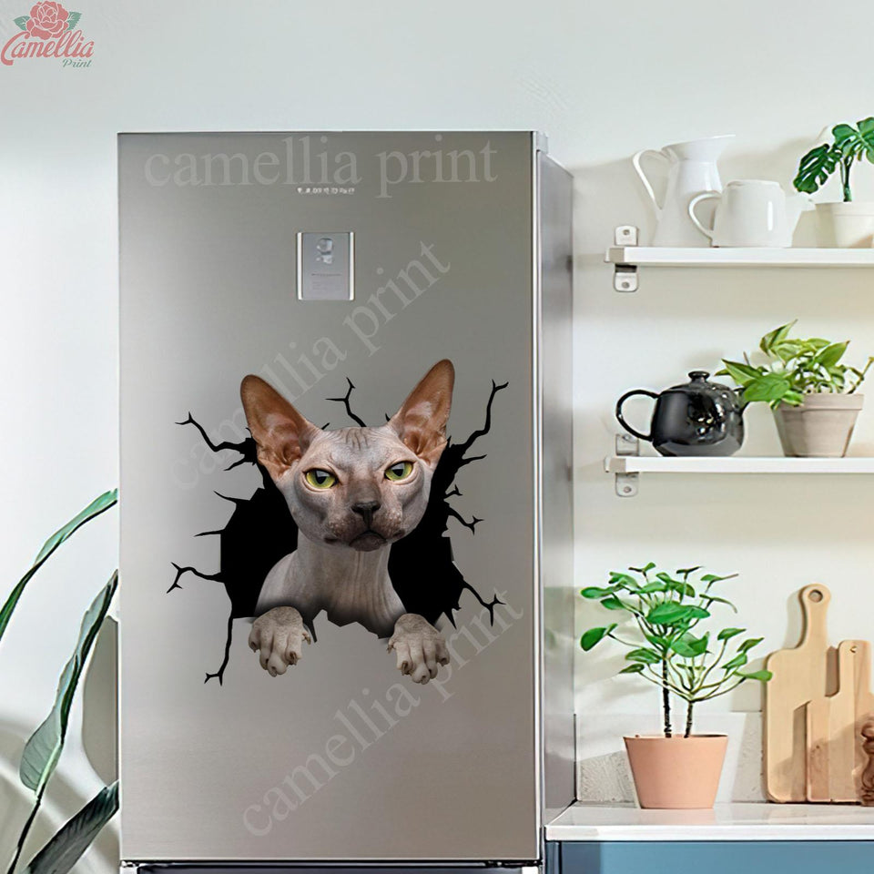 Sphynx Cat Crack Decal For Boat Cuteness Overloaded Kiss Cut Stickers Gifts For Grandpa - Cat Lovers Sticker view #6