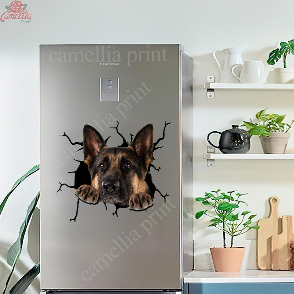 German Shepherd Crack Sticker Cute Funny Gifs Custom Sticker Sheets Christmas Gifts For Girlfriend