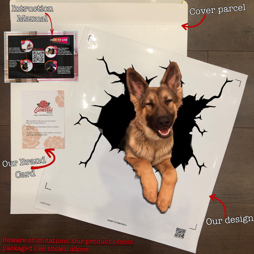 German Shepherd Crack Dad Decal Funny Jokes Kiss Cut Stickers Housewarming - premium outdoor waterproof vinyl decal close-up
