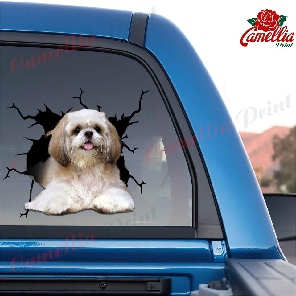 Shih Tzu Crack Sticker Emoji Funny Birthday Memes Vinyl Sticker Maker Christmas