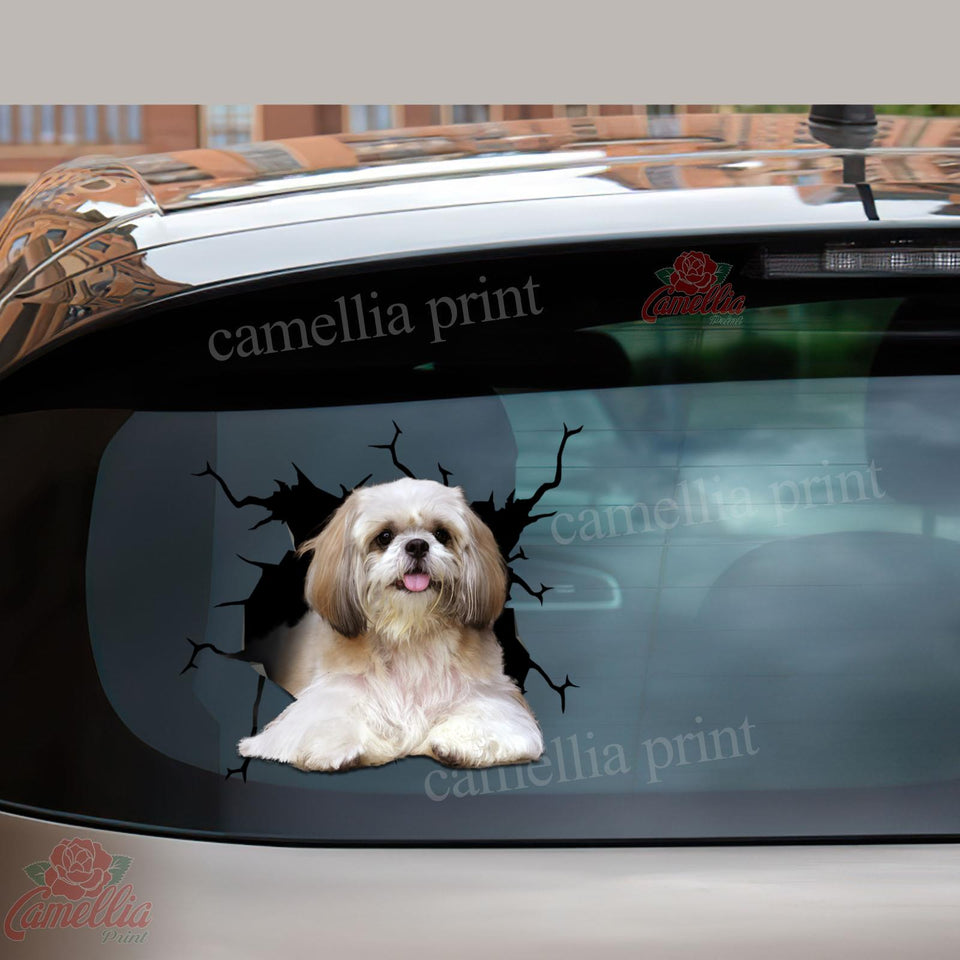 Shih Tzu Crack Sticker Emoji Funny Birthday Memes Vinyl Sticker Maker Christmas