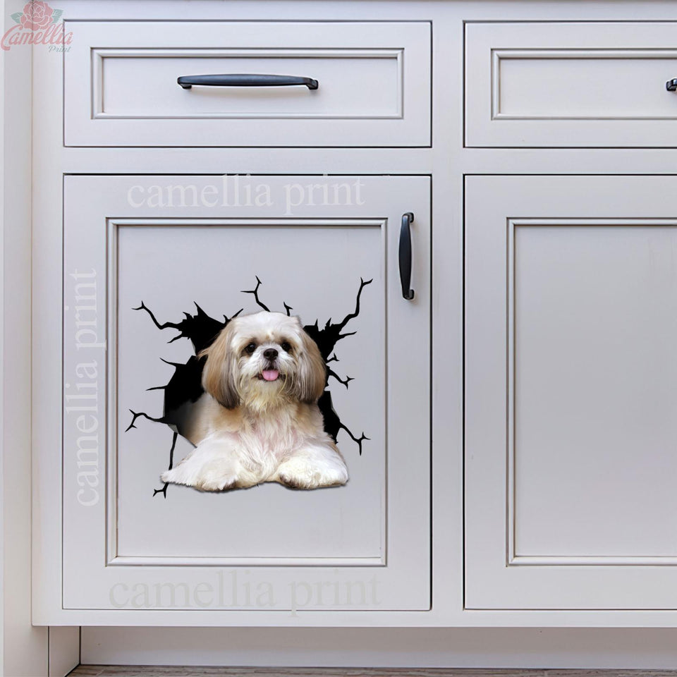 Shih Tzu Crack Sticker Emoji Funny Birthday Memes Vinyl Sticker Maker Christmas