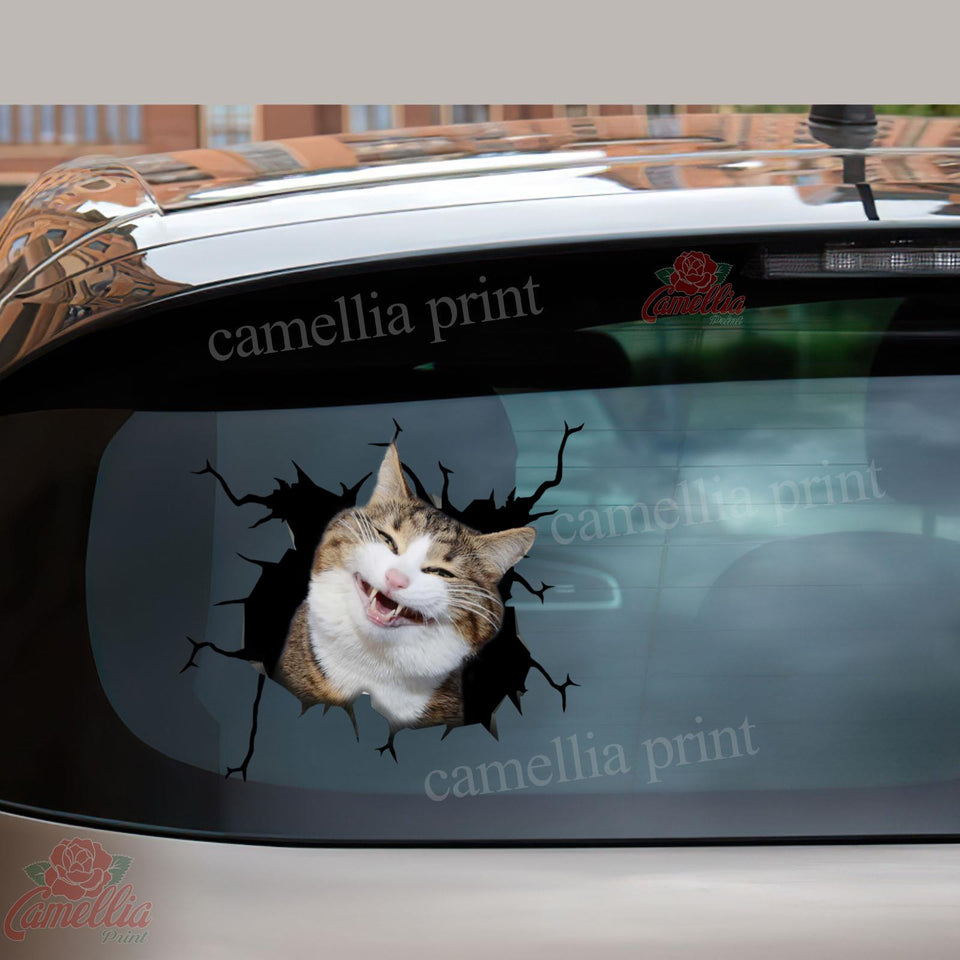Funny Cats Crack Sticker Custom Happy Laptop Stickers Get Well