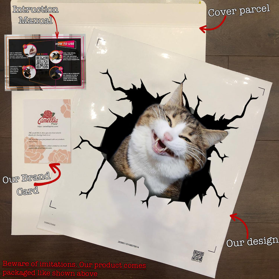 Funny Cats Crack Sticker Custom Happy Laptop Stickers Get Well