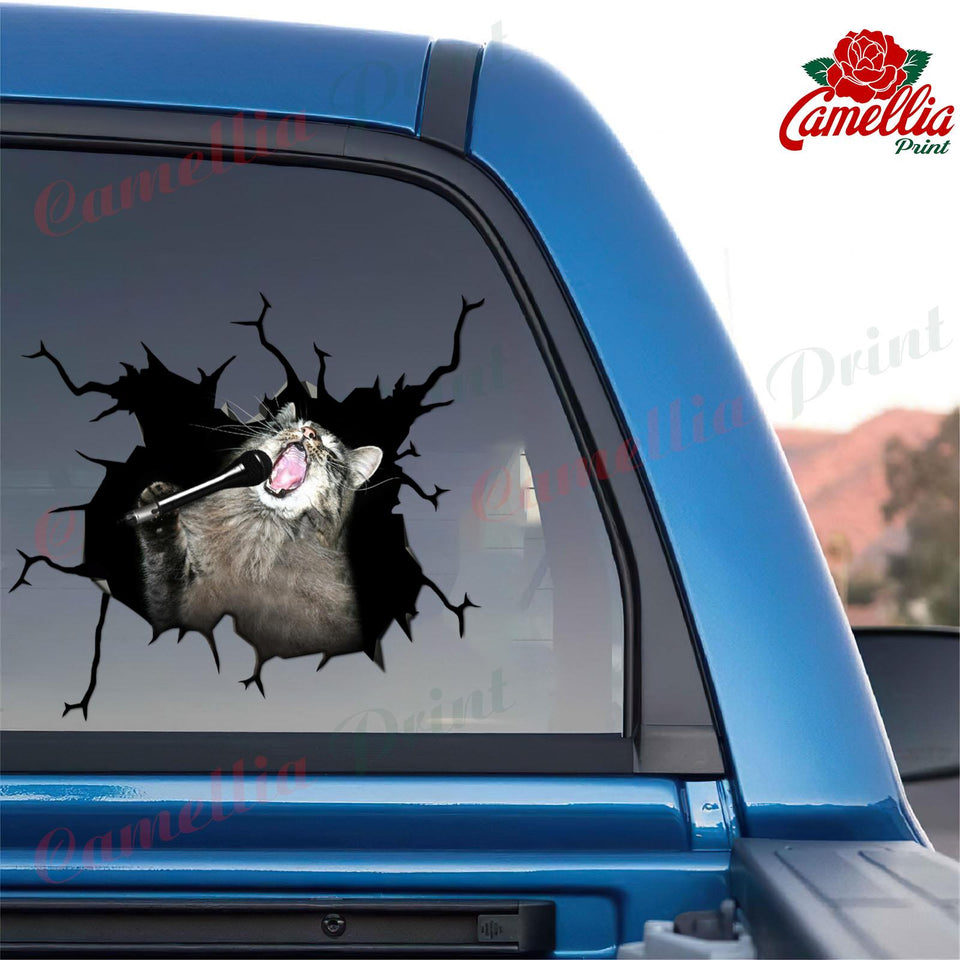 Funny Cats Crack Bone Sticker Cute Circle Stickers Boyfriend