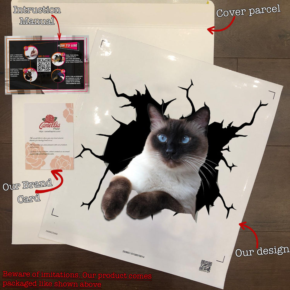 Siamese Cat Crack Sticker Decals Humor Decal Stickers Valentines