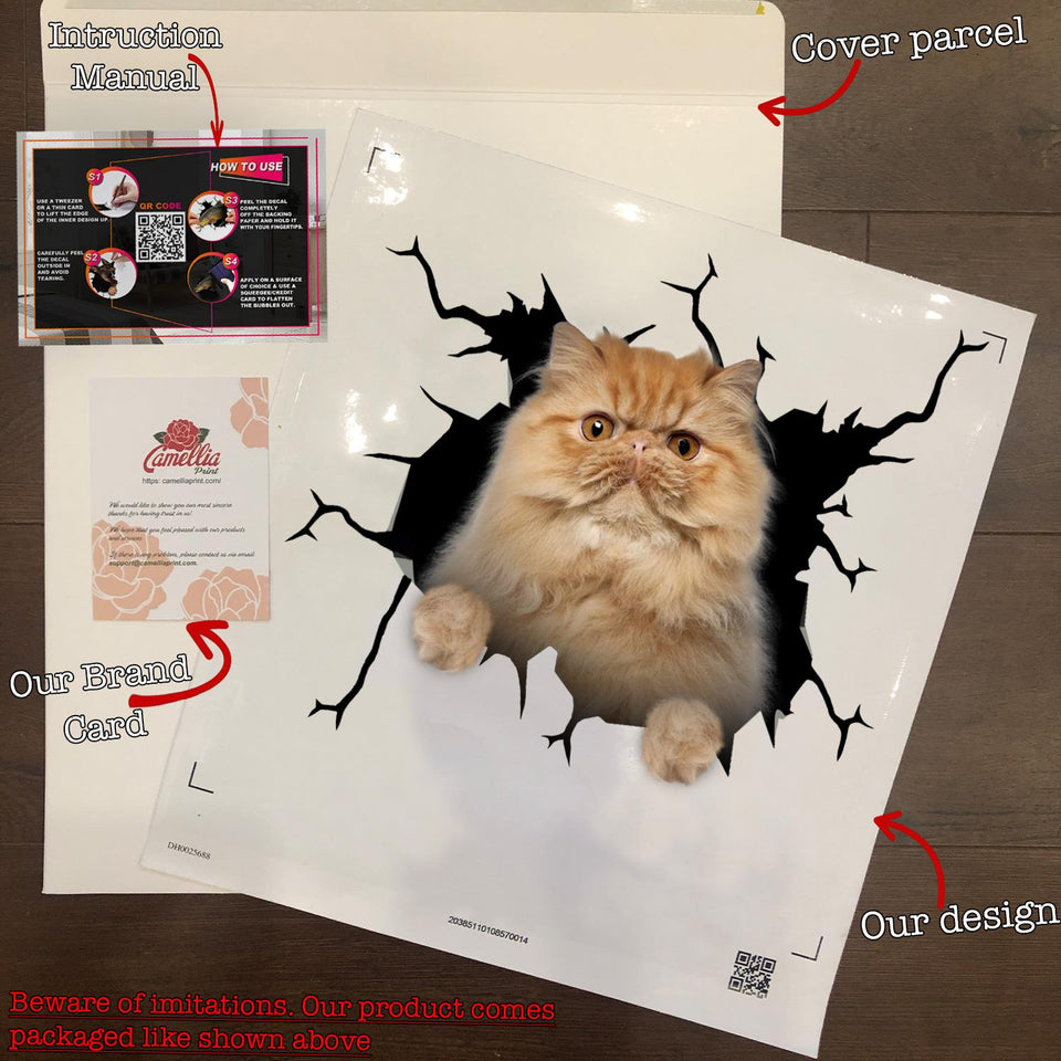 Persian Cat Crack Sticker Emoji Be Cute Custom Window Decals