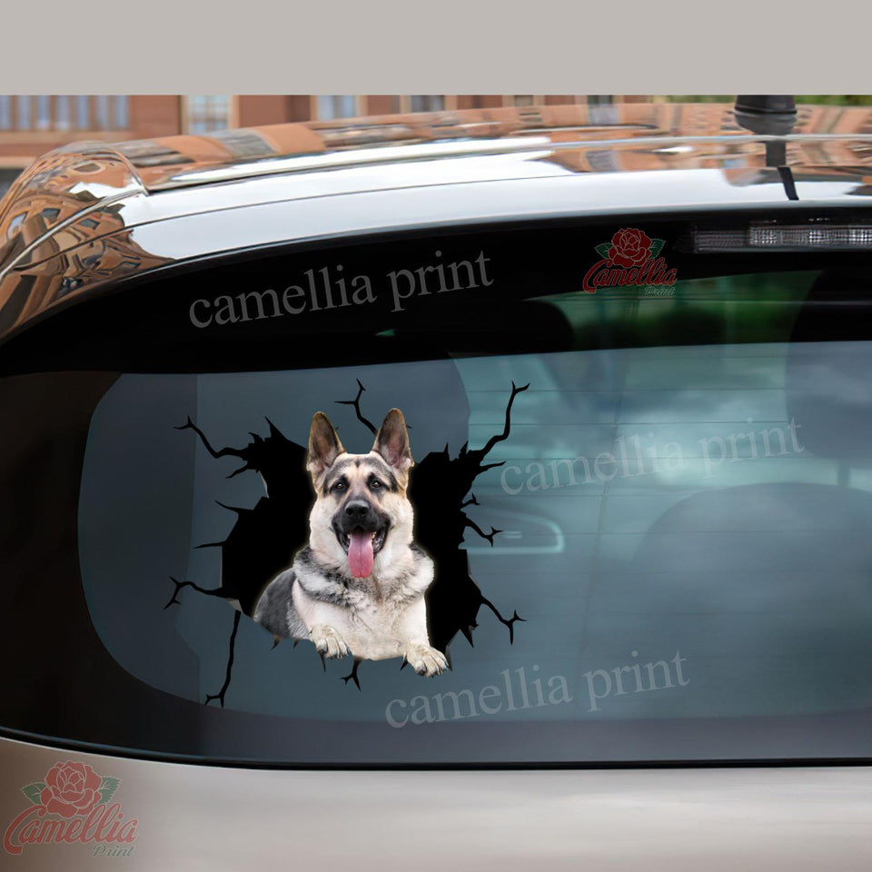 Sable German Shepherd Crack Decor Decal Funny Clear Sticker - durable UV resistant bumper and tumbler decal detail