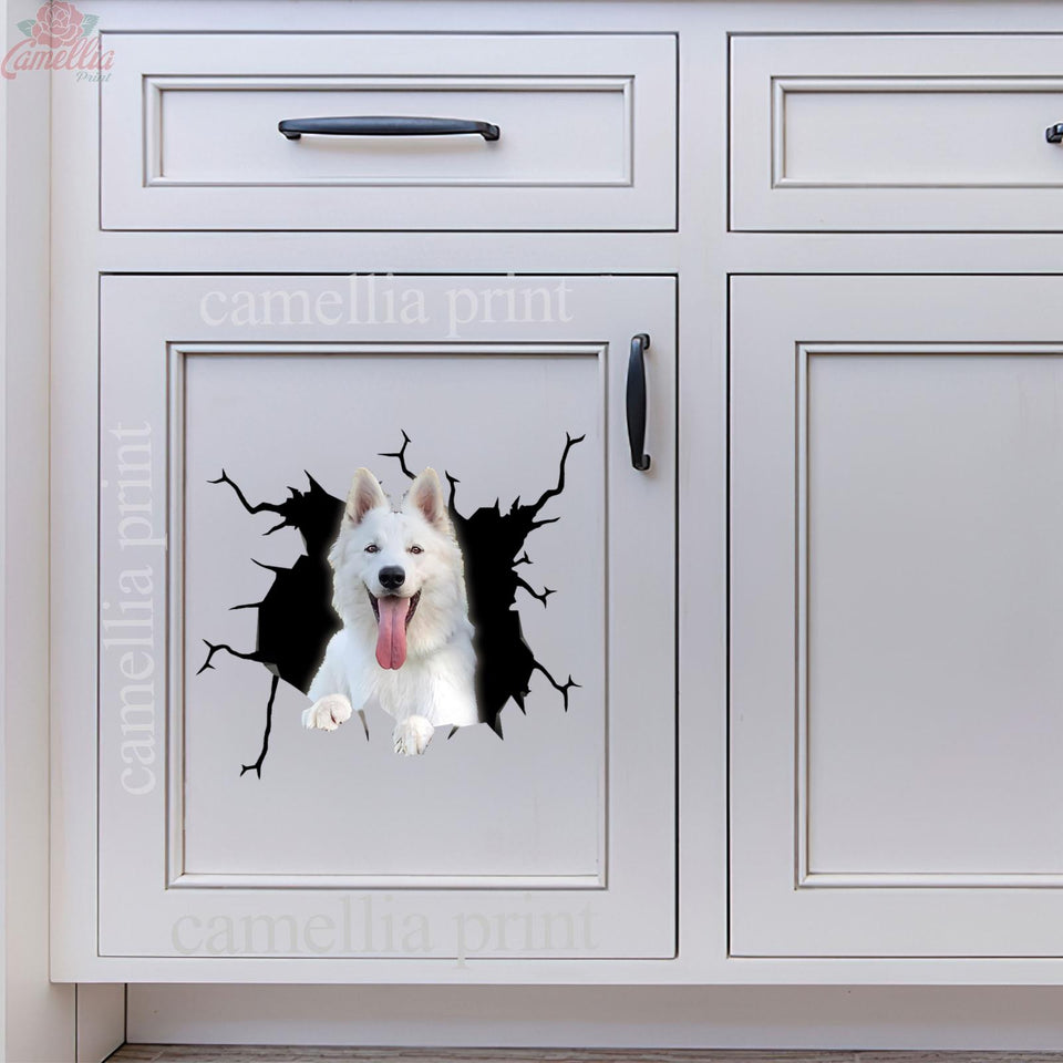 White German Shepherd Crack Sticker Car Window Happy Waterproof