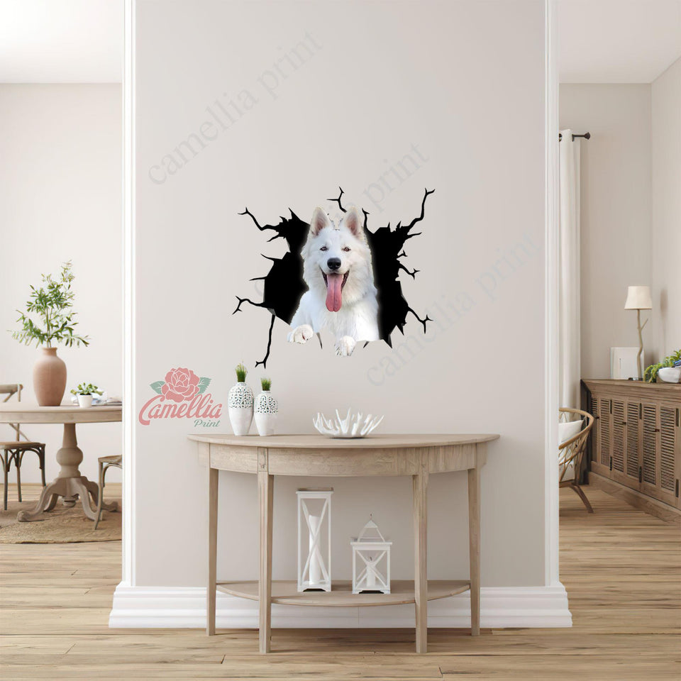 White German Shepherd Crack Sticker Car Window Happy Waterproof