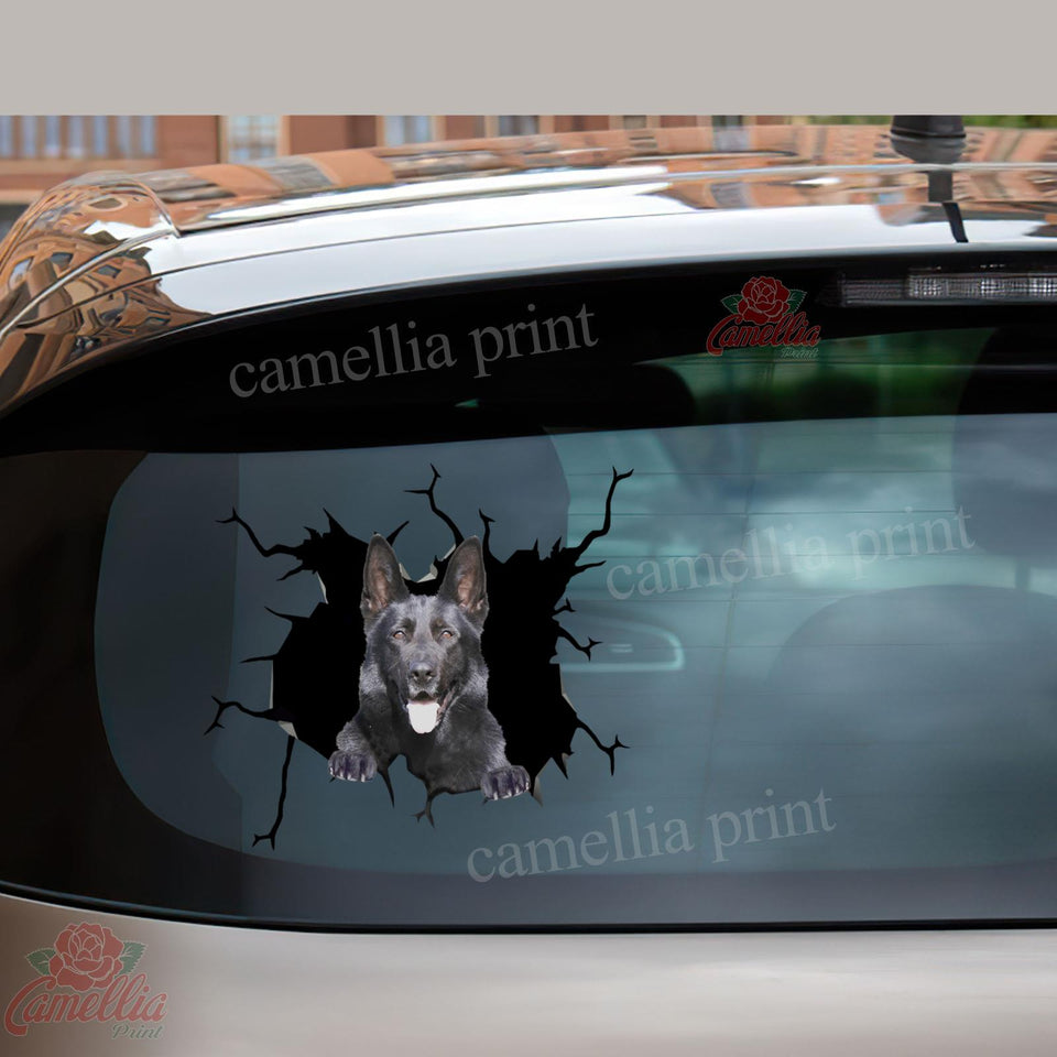Funny German Shepherd Black Crack Car Decal Custom Pretty Vinyl