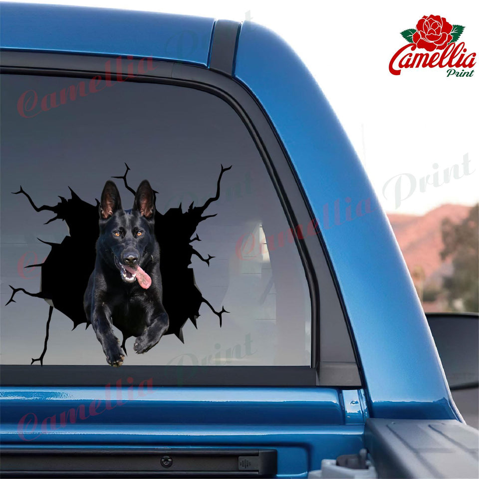 Black German Shepherd Sticker Crack Stickers for Cars Funny - Dog Lovers die-cut waterproof vinyl sticker decal