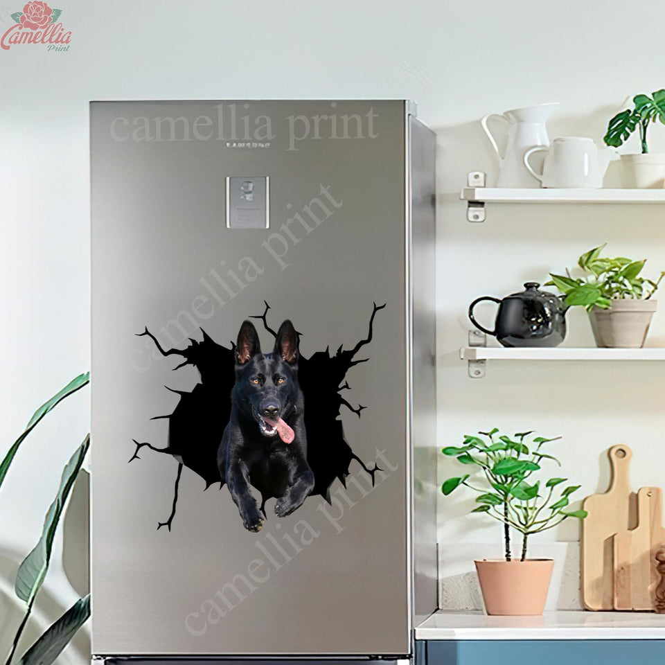 Black German Shepherd Sticker Crack Stickers for Cars Funny - Dog Lovers decal sticker view #6