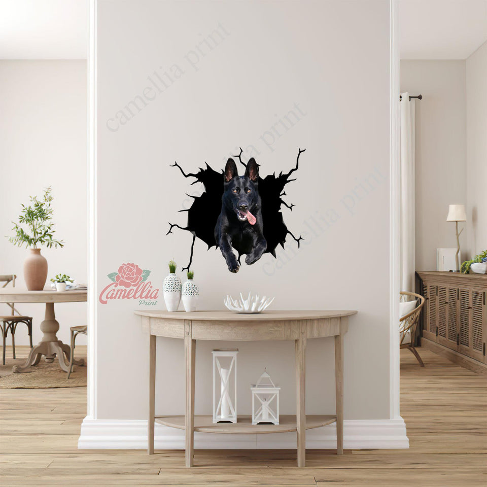 Black German Shepherd Sticker Crack Stickers for Cars Funny - Dog Lovers decal sticker view #8
