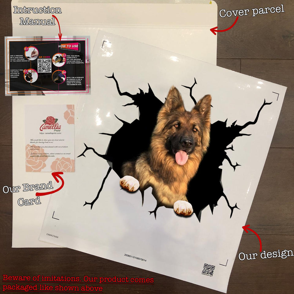 German Shepherd Crack Decal Items Cute a Custom Made Stickers