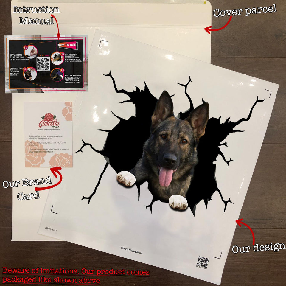 German Shepherd Crack Decals for Walls Happy Water Bottle Labels