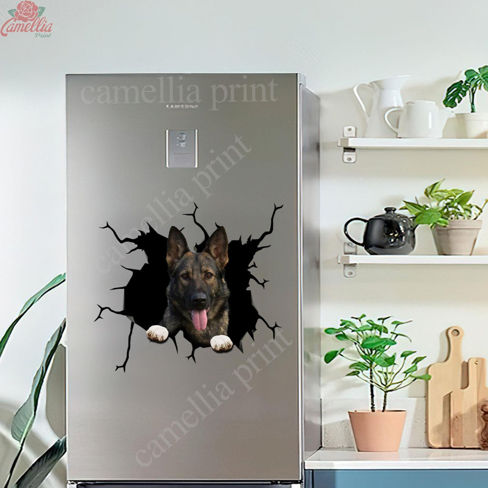 German Shepherd Crack Decals for Walls Happy Water Bottle Labels