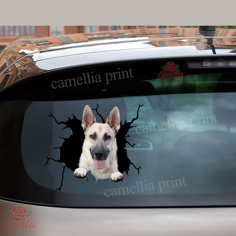 German Shepherd Crack Car Decal Custom Fun Custom Decals Gifts