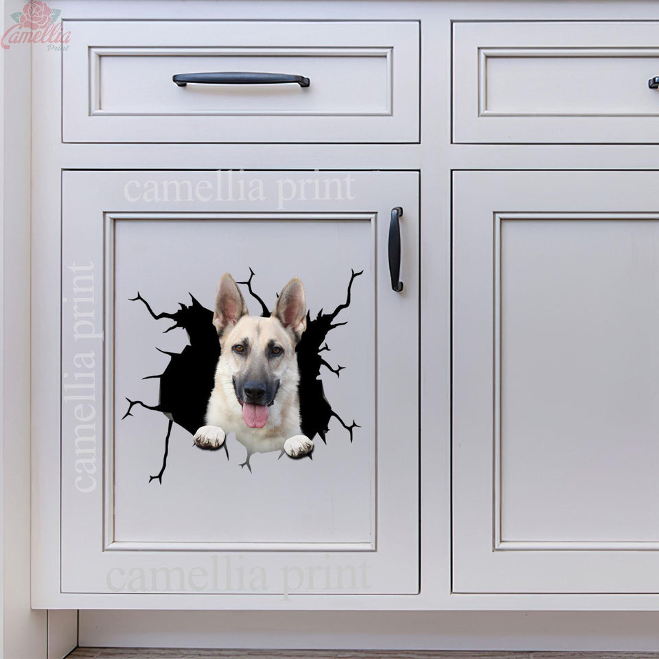 German Shepherd Crack Car Decal Custom Fun Custom Decals Gifts