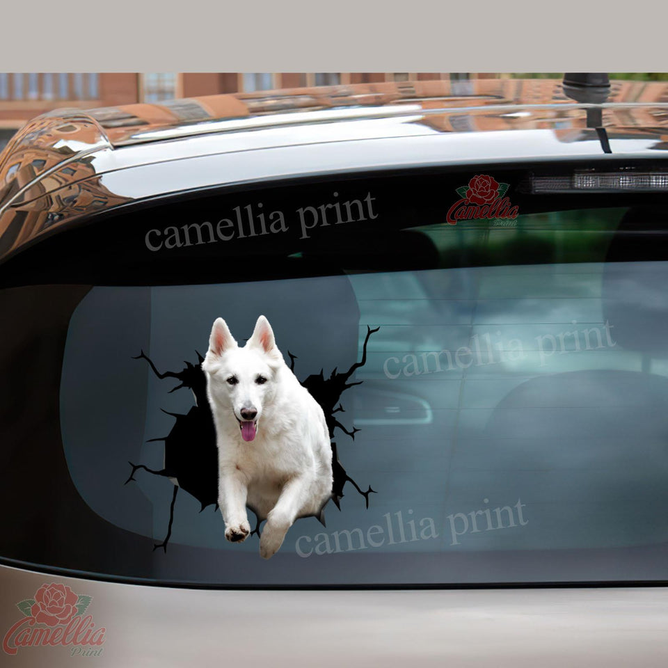German Shepherd Crack Decal for Back Car Window Humor Name - durable UV resistant bumper and tumbler decal detail