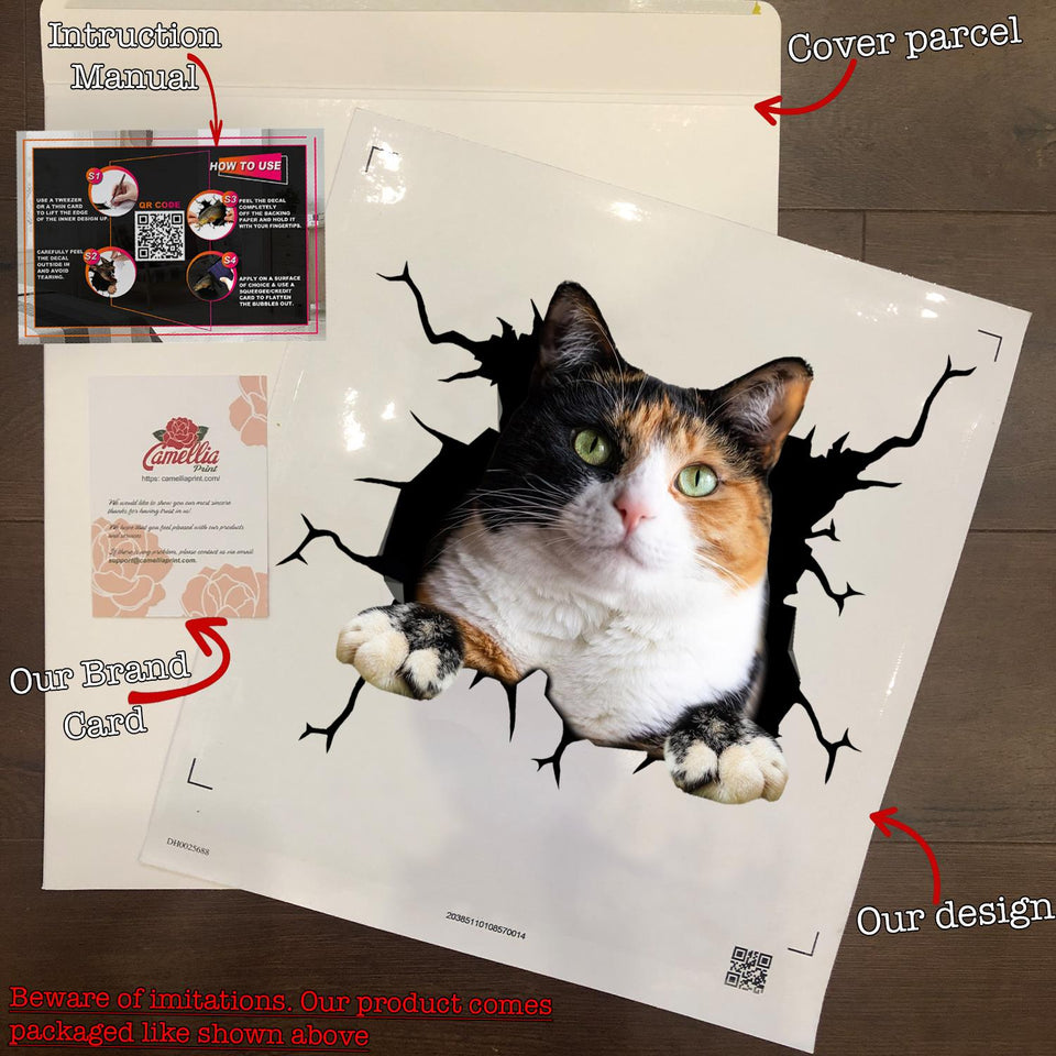 Calico cat crack dad die-cut waterproof vinyl sticker for cat lovers