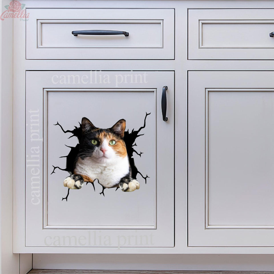 Calico cat crack dad die-cut waterproof vinyl sticker for cat lovers