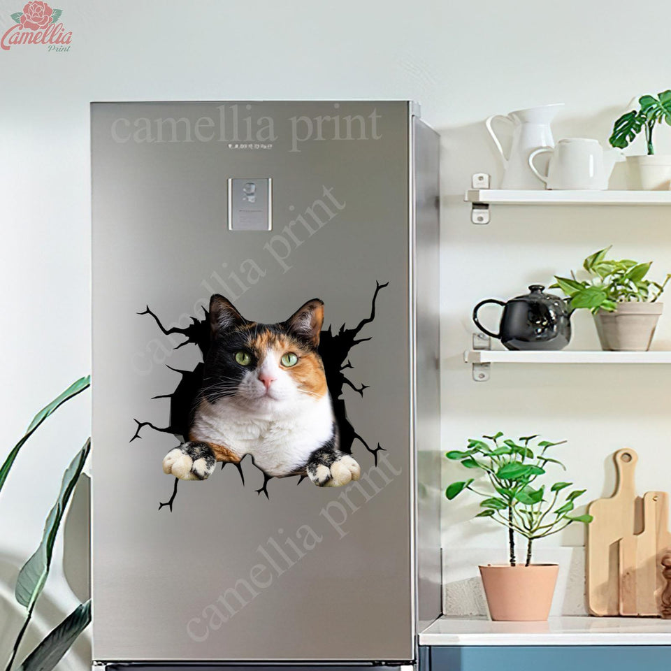 Calico cat crack dad die-cut waterproof vinyl sticker for cat lovers