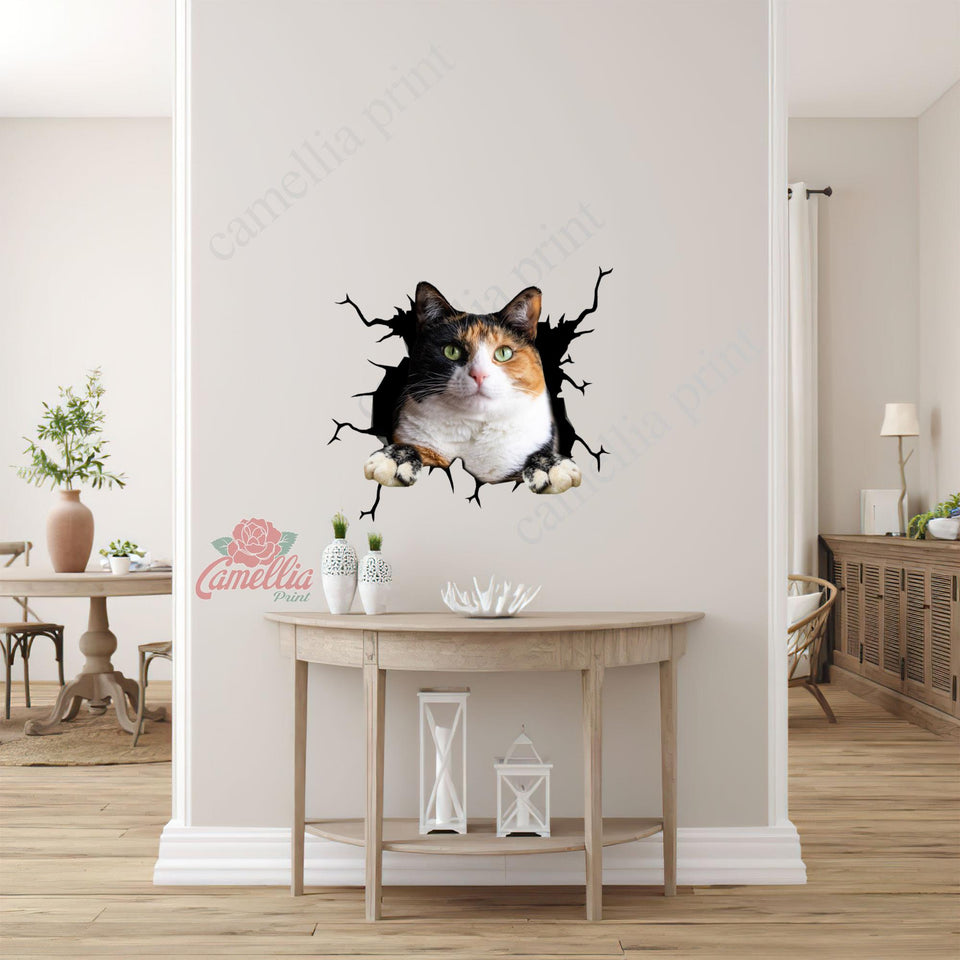 Calico cat crack dad die-cut waterproof vinyl sticker for cat lovers