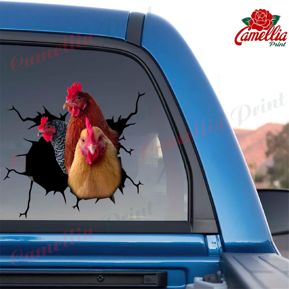 Chicken Crack waterproof die-cut farm sticker for cars, laptops, tumblers, windows, and water bottles