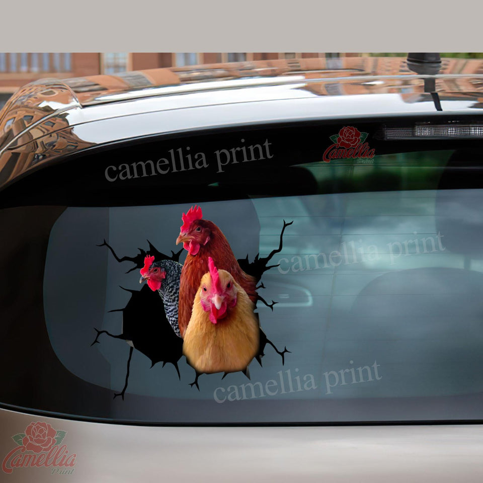 Chicken Crack waterproof die-cut farm sticker for cars, laptops, tumblers, windows, and water bottles