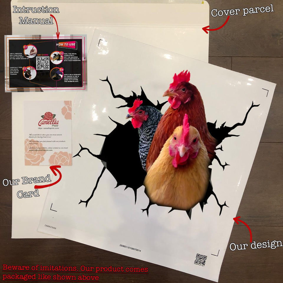 Chicken Crack waterproof die-cut farm sticker for cars, laptops, tumblers, windows, and water bottles