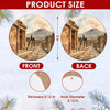 Product size chart showing the three-inch circular dimensions and double-sided artwork layout.