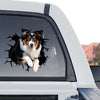 Vibrant Australian Shepard cracked glass graphic decal in a standalone product design.