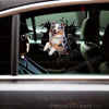Vibrant Australian Shepherd vinyl sticker displayed smoothly on an exterior car door surface.