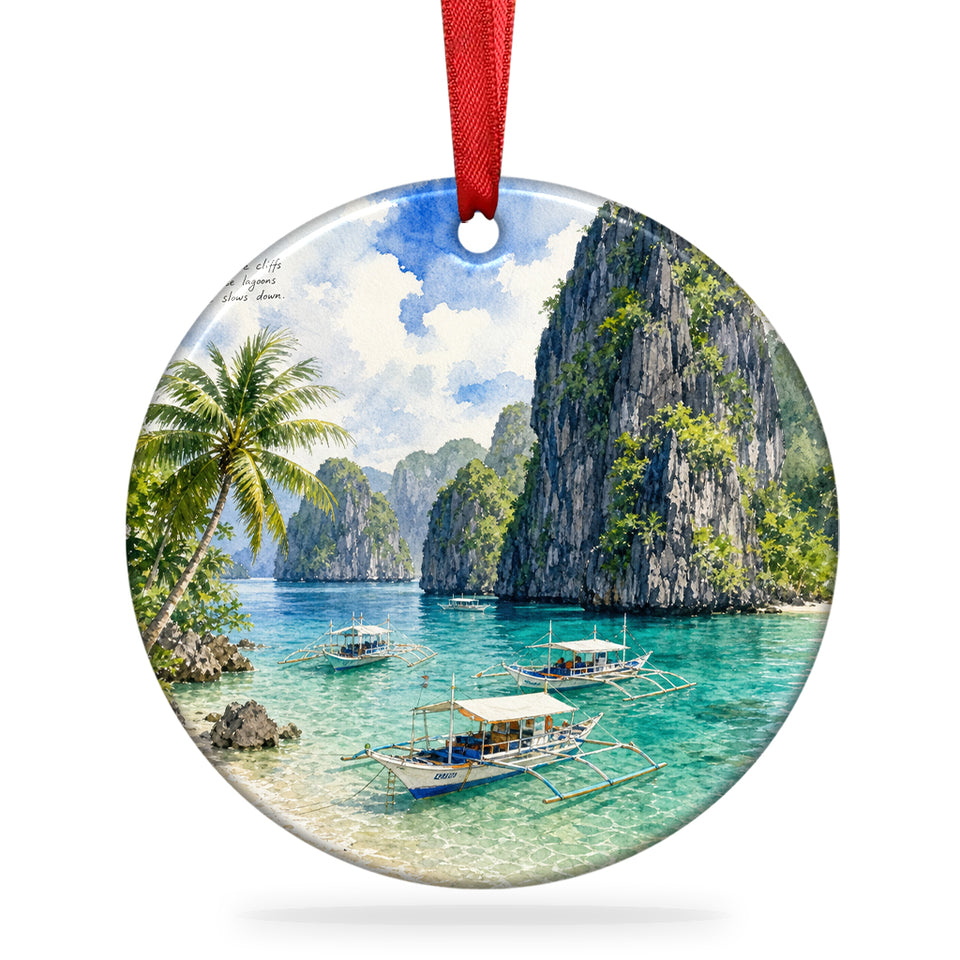 Bacuit Bay Christmas ornament artwork displayed on a clean white background.